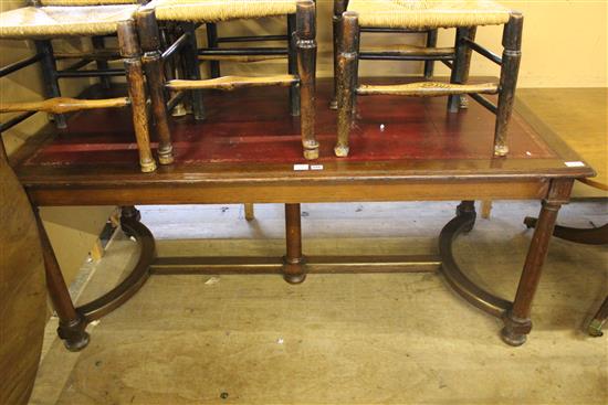 Oak leather top library table